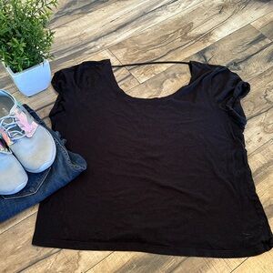Victoria’s Secret PINK Black Low Plunging Back Short Sleeve T-shirt Size Large